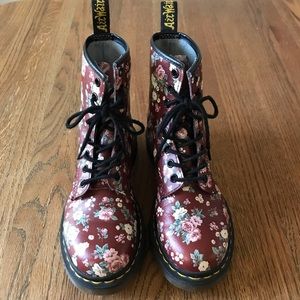 Discontinued Dr. Martens Maroon Floral Boot